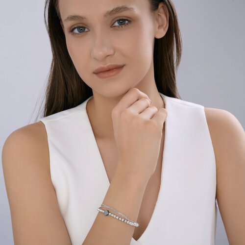 Браслет серебряный с гематитом «Чёрный Клевер» Соколов (арт.94-350-00078-1)