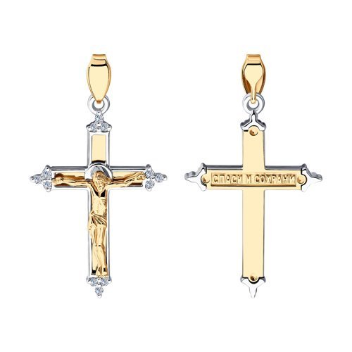Крест из комбинированного золота с бриллиантами (Арт.1120034)