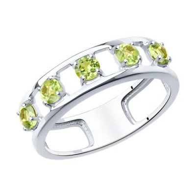 Кольцо из серебра с хризолитами «Светлый Ветер» Соколов (арт.9201)