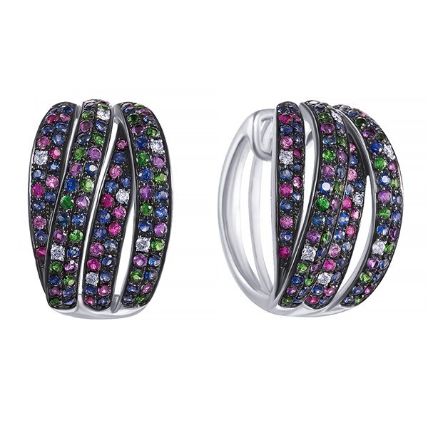 Серьги из белого золота с аметистом и бриллиантом (Арт.mr16823e_sr_glsa_ps_am_tv_wg)