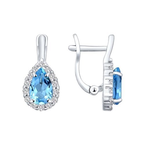 Серьги из серебра с топазами и фианитами (Арт.92021126)