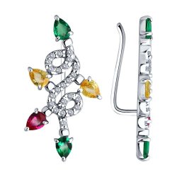 Серьги из серебра с корундами и фианитами (Арт.94026626) Серьги из серебра с корундами и фианитами (Арт.94026626)