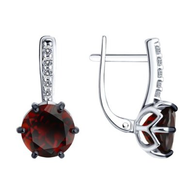 Серьги из серебра с ситаллами и фианитами «Бургундский блеск» Соколов (арт.9202-2849)