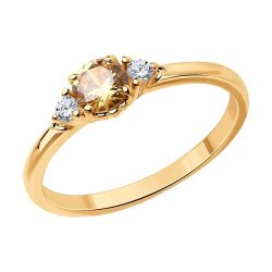 Кольцо из золочёного серебра с фианитами (Арт.93-110-01555-2)