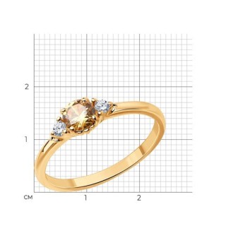 Кольцо из золоченого серебра с фианитами «Искра Света» Соколов (арт.93-110-01555-2)