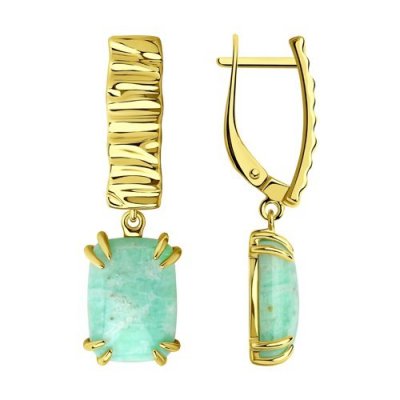 Серьги из золочёного серебра с амазонитом «Морская Лагуна» SOKOLOV (арт.93-321-00961-1)