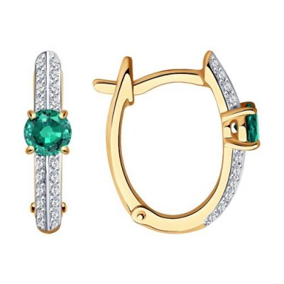 Серьги из золота с бриллиантами и изумрудами «Изумрудное сияние» Соколов (арт.3020535)