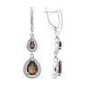 Серьги из серебра с раухтопазами и фианитами (Арт.94-321-02047-2)