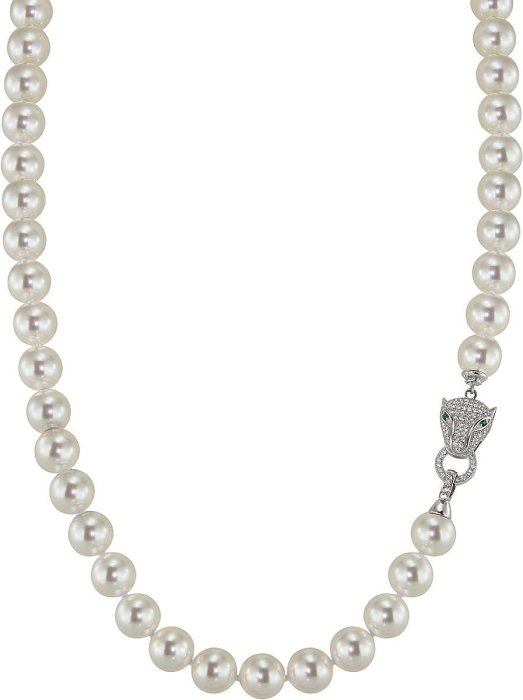 Ожерелье из серебра с жемчугом и куб. цирконием (Арт.126l-fp-1)
