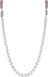 Ожерелье из серебра с жемчугом и кристаллом swarovski (Арт.26l-p36-s-1-16)