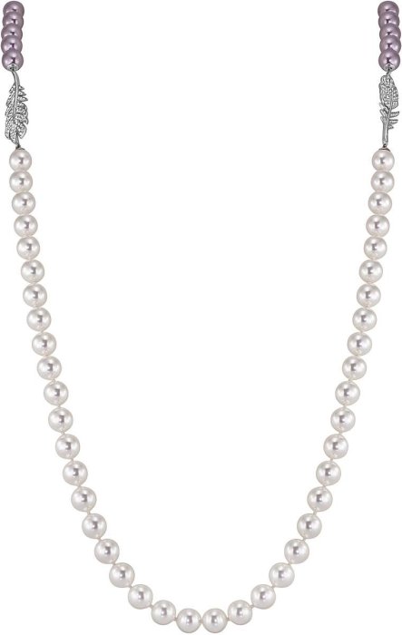 Ожерелье из серебра с жемчугом и куб. цирконием (Арт.26l-p36-s-1-16)