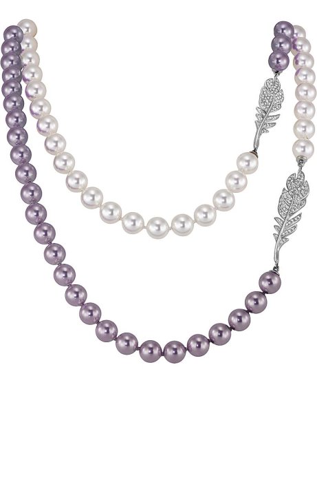 Ожерелье из серебра с жемчугом и куб. цирконием (Арт.26l-p36-s-1-16)