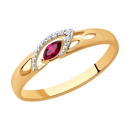 Кольцо из золота с бриллиантами и рубином (Арт.4010593)