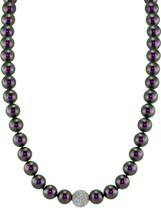 Ожерелье из серебра с жемчугом и куб. цирконием (Арт.91l-sk-19)