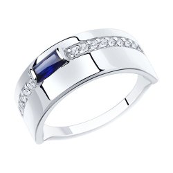 Кольцо из серебра с корундом и фианитами (Арт.94-310-00710-1)