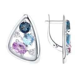 Серьги из серебра с миксом камней (Арт.94-320-00658-1)