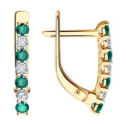 Серьги из золота с бриллиантами и изумрудами (Арт.51-220-02325-2)