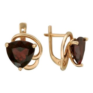 Серьги золото с гранатом «Алый Вихрь» Эстет (арт.01С314933-4)