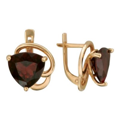Серьги золото с гранатом «Алый Вихрь» Эстет (арт.01С314933-4)