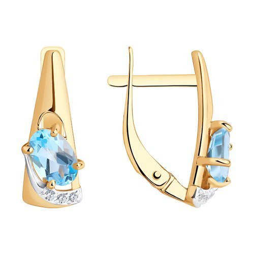 Серьги золотые пробы 585 с топазом (Арт.51-320-01021-1)