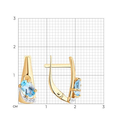 Серьги золотые пробы 585 с топазом (Арт.51-320-01021-1)