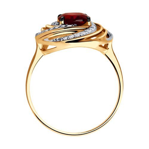 Кольцо золотое с гранатом и фианитами «Алый Вихрь» SOKOLOV (арт.51-310-02317-1)