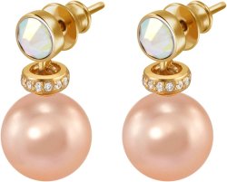Серьги из серебра с жемчугом и кристаллом swarovski (Арт.abs-3-10-12-g)