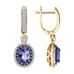 Серьги из золота с бриллиантами и танзанитами (Арт.6024484)