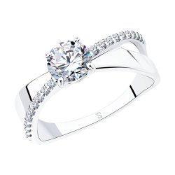 Кольцо из серебра с фианитами (Арт.94012676)
