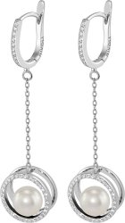 Серьги из серебра с жемчугом и кристаллом swarovski (Арт.ahs-1-8-1-s)