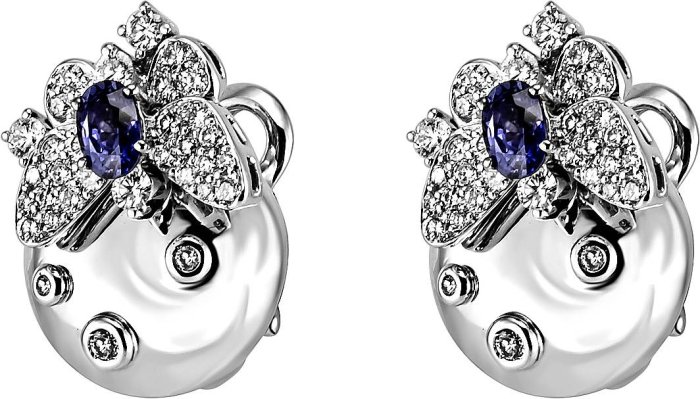 Серьги из белого золота с бриллиантом и сапфиром (Арт.er_5203_w02_1)