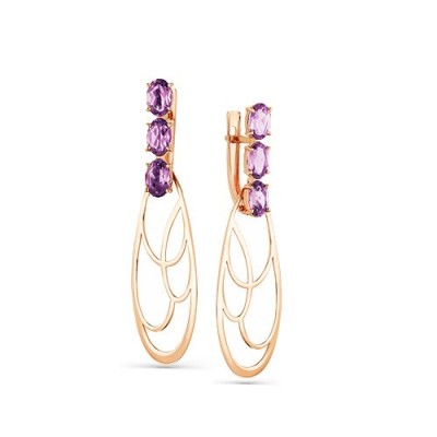 Серьги золотые с аметистом «Фиалковый вальс» Magic Stones (арт.02-2-804-0200-010)