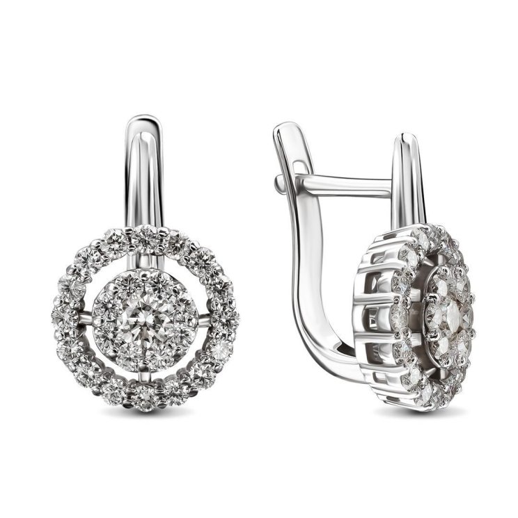 Серьги из золота с бриллиантом Русские Самоцветы (Арт.53735)