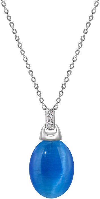 Кулон из серебра с кошачим глазом и куб. цирконием (Арт.fop-1-h-18-s)