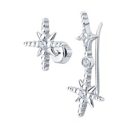 Серьги пусеты серебряные с фианитом (Арт.94025811)