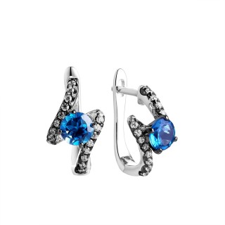 Серьги серебряные с топазом и фианитами «Spring Sky» Fresh Jewelry (арт.CZ-E00935-X-WB-LB-X-W)