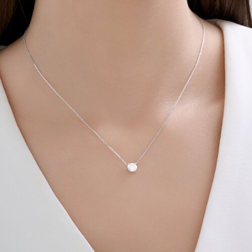 Колье из белого золота с бриллиантом выращенным (Арт.9070081-3-5)