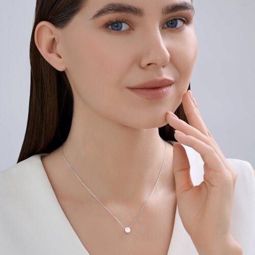 Колье из белого золота с бриллиантом выращенным (Арт.9070081-3-5)