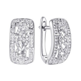 Серьги серебряные с фианитами «Lace» Fresh Jewelry (арт.CZ-E02932-X-W-X-X-W)