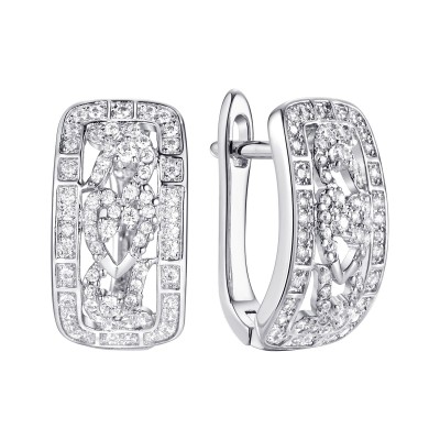 Серьги серебряные с фианитами «Lace» Fresh Jewelry (арт.CZ-E02932-X-W-X-X-W)