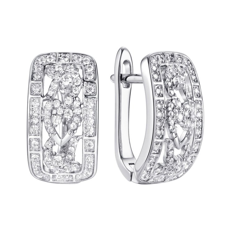 Серьги из серебра с фианитом (Арт.cz-e02932-x-w-x-x-w)