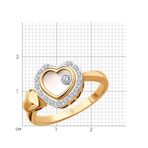 Кольцо из комбинированного золота с миксом камней (Арт.1011655)