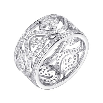 Кольцо серебряное с фианитами «Lace Charm» Fresh Jewelry (арт.CZ-R02933-X-W-X-X-W)