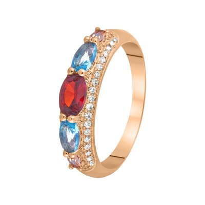 Кольцо из серебра с куб. цирконием и ситаллом (Арт.cz-r890-2-x-g-x-x-m1)