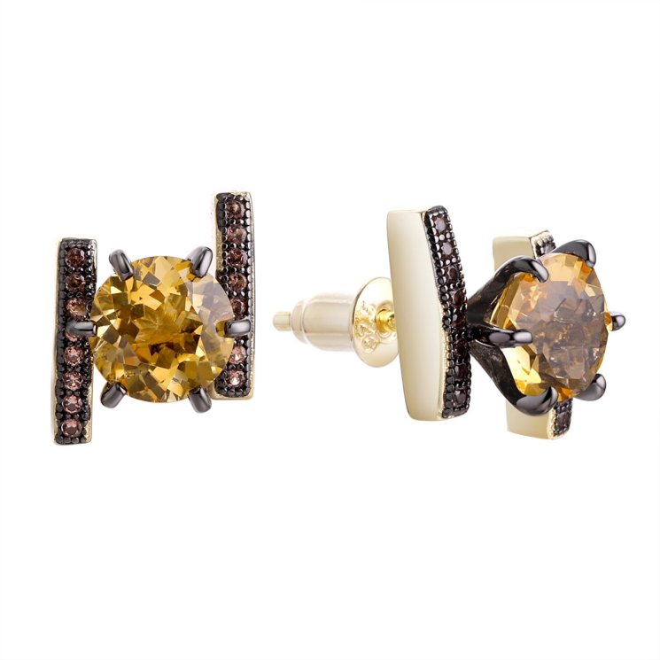 Серьги из серебра с цитрином (Арт.mp-e00013-x-lb-ys-x-br)