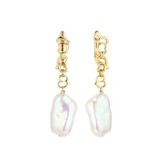 Серьги серебряные с жемчугом «Baroque Shine» Fresh Jewelry (арт.PI-E448-16-X-L-PN-X-X)