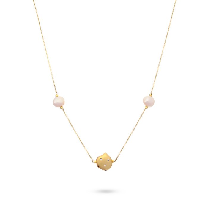 Ожерелье из серебра с жемчугом и куб. цирконием (Арт.rb-n00337-x-l-pn-x-w)