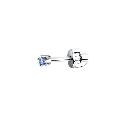 Серьги одиночные из серебра с голубым фианитом (Арт.94170003)