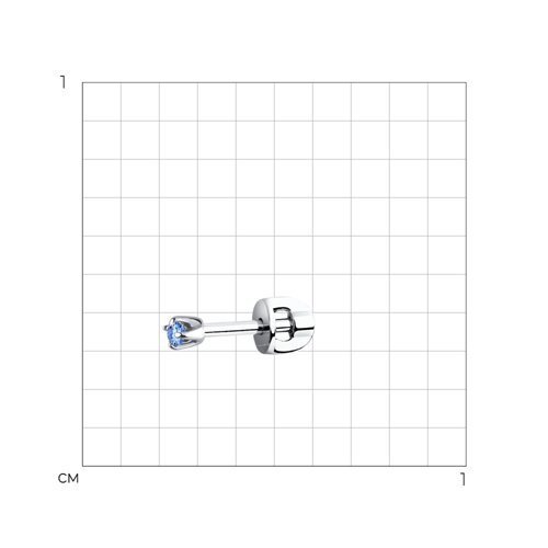 Серьги одиночные из серебра с голубым фианитом (Арт.94170003)