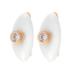 Серьги из серебра с керамикой и куб. цирконием (Арт.tc-e01194-w-g-w-x-x)